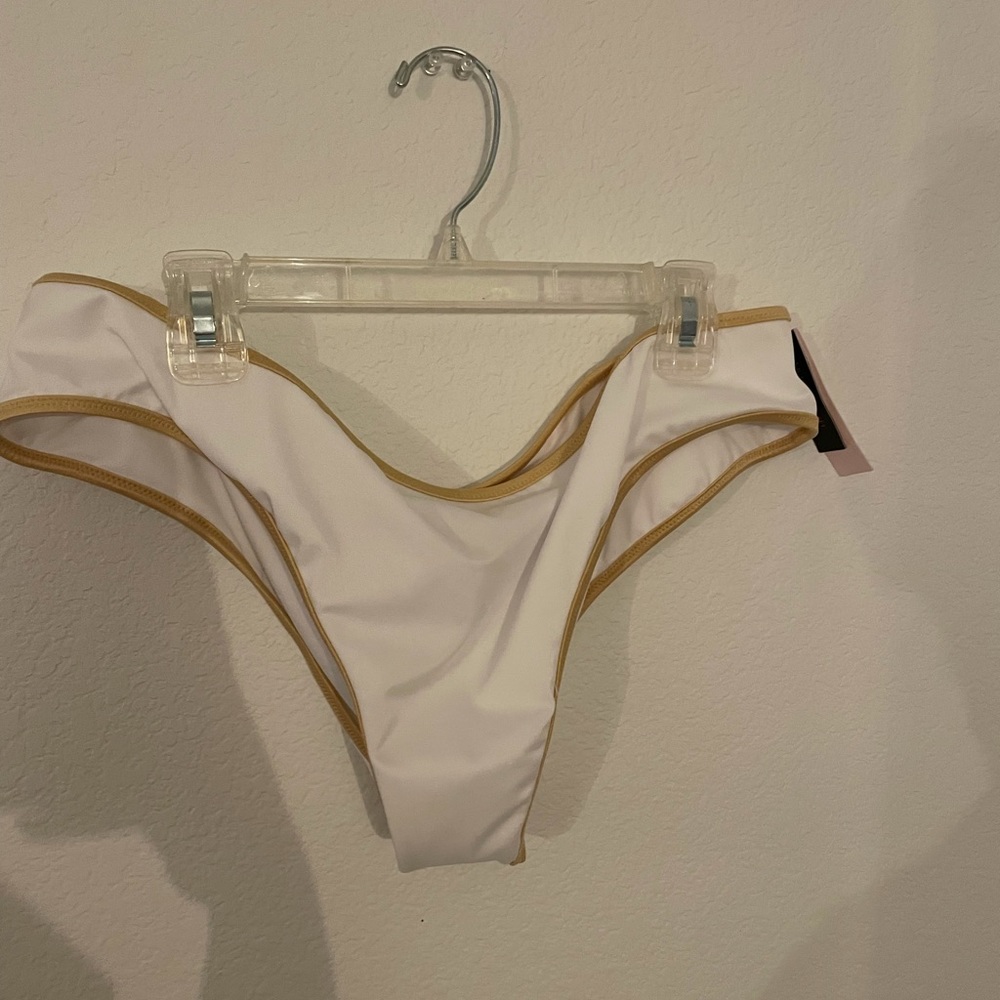 2 for 10 White and gold trim bikini bottoms